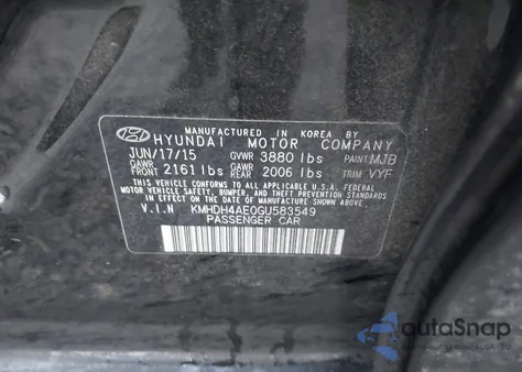 2016 Hyundai Elantra Se from USA, damaged, VIN KMHDH4AE0GU583549